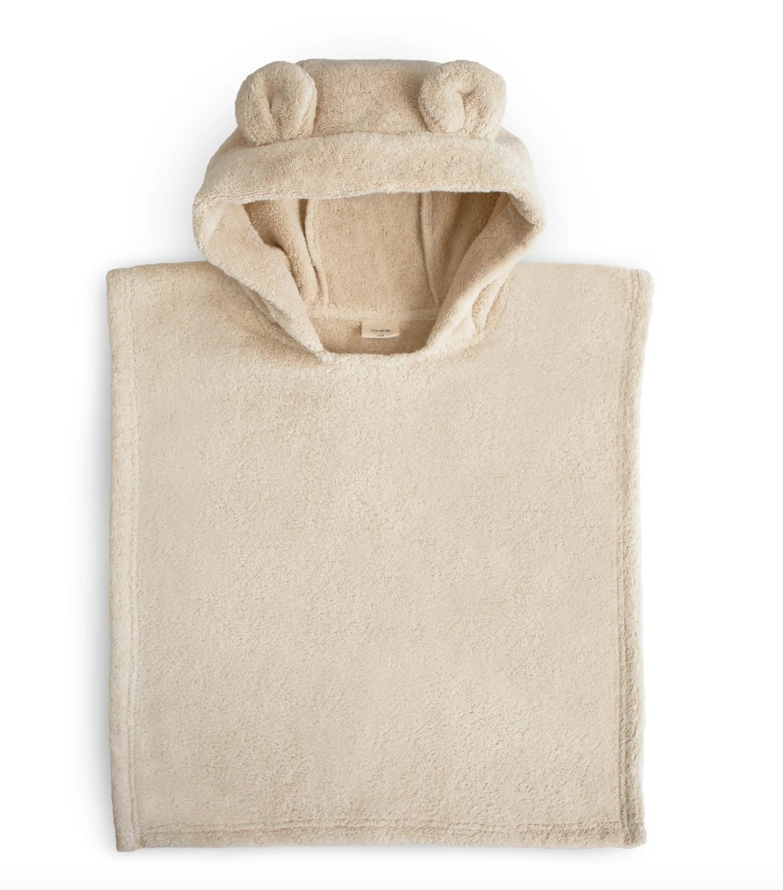 Mushie Organic Cotton Baby Hooded Bear Poncho Towel (Fog)