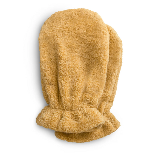 Mushie Organic Cotton Bath Mitt 2-Pack (Fall Yellow)