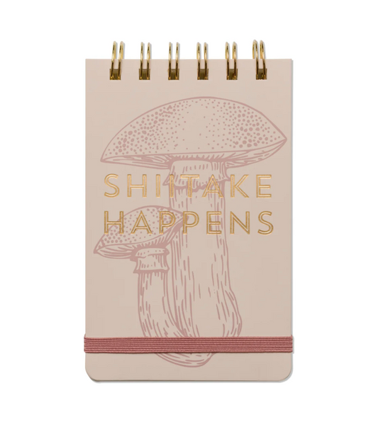 DESIGNWORKS INK - VINTAGE SASS TWIN WIRE NOTEPAD, 3.25" X 5.5" - "SHITAKE HAPPENS" MUSHROOM