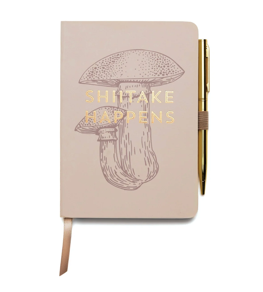 DESIGNWORKS INK - VINTAGE SASS NOTEBOOK WITH PEN - SHIITAKE HAPPENS