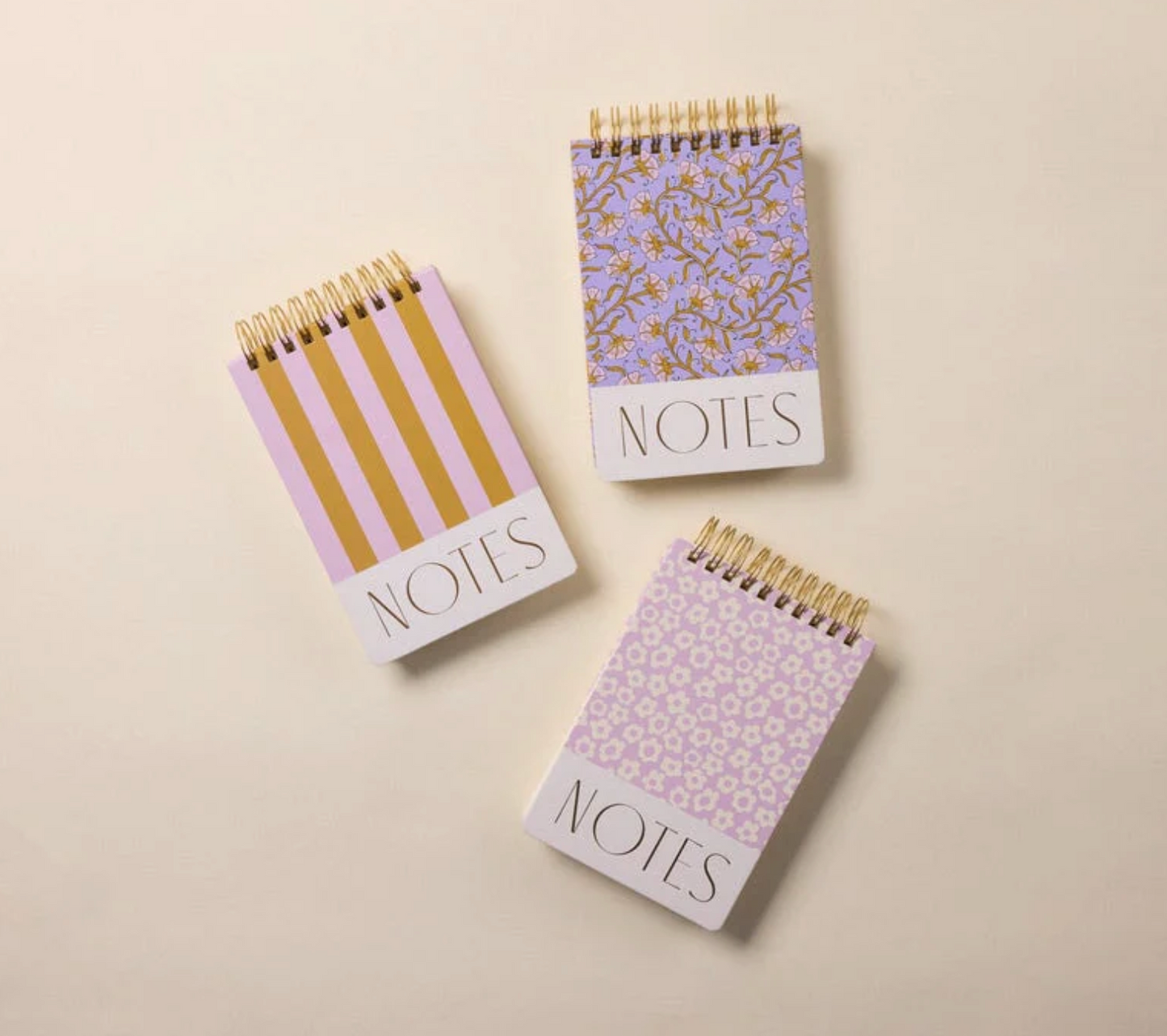 DESIGNWORKS INK - LARGE CHUNKY NOTEPAD - LILAC + OCHRE STRIPES