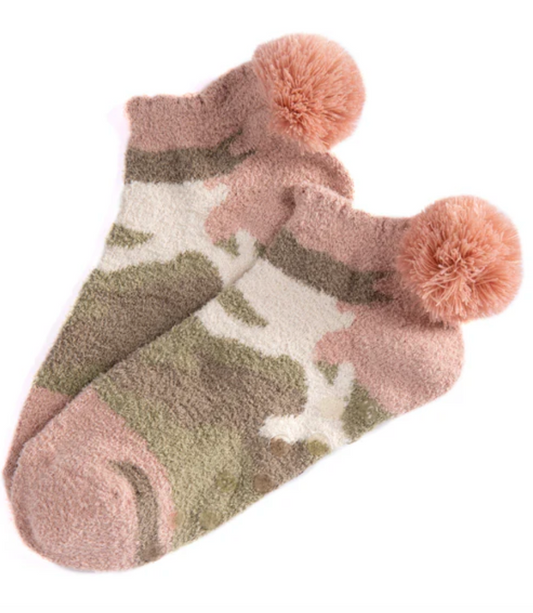 Shiraleah Saffie Home Socks - Pink / Tan Plush