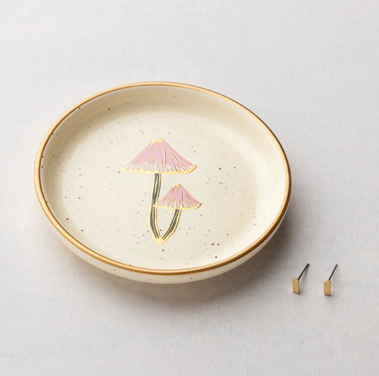 Scout Jewelry Dish & Stud Earring Set - Mushroom/Oatmeal