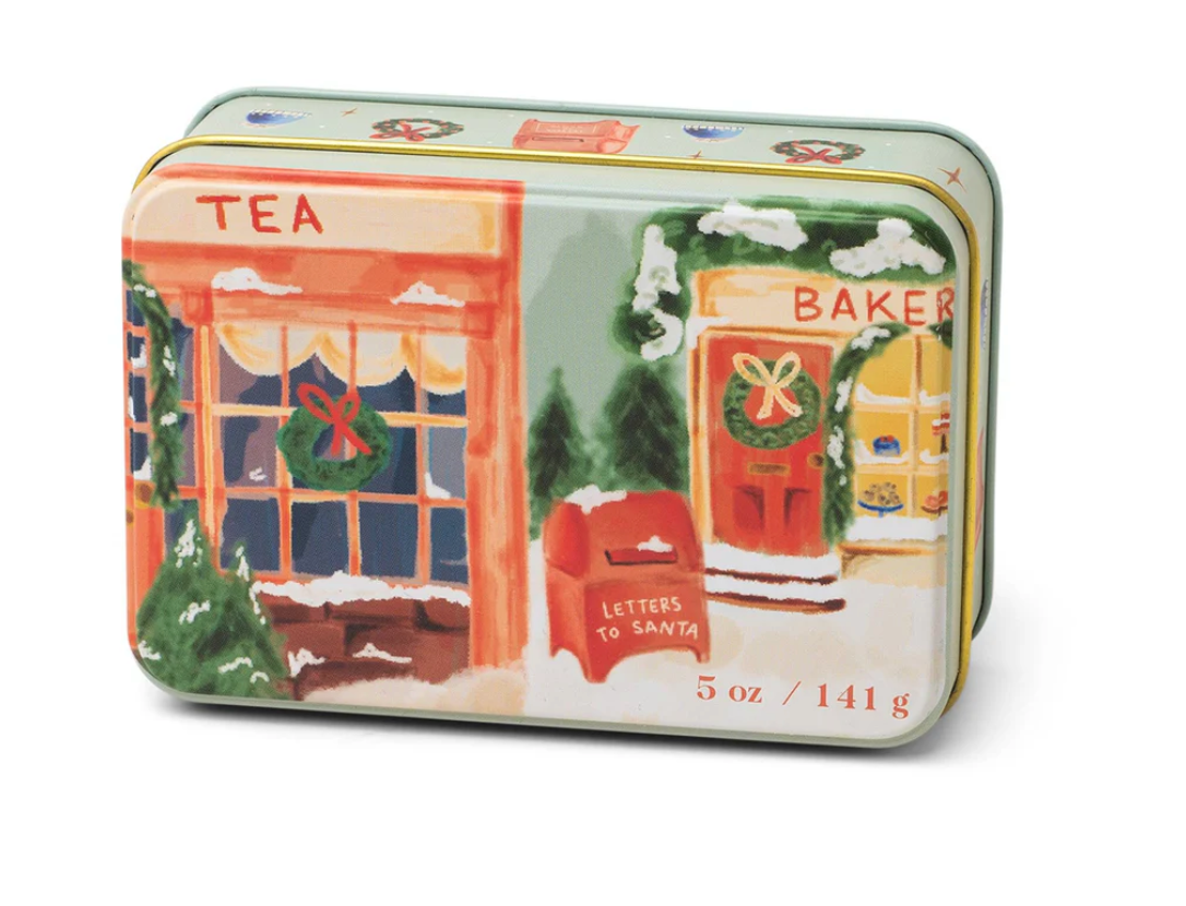 Paddywax Christmas Tin 5oz Storefront Scene Sweet Orange & Fir