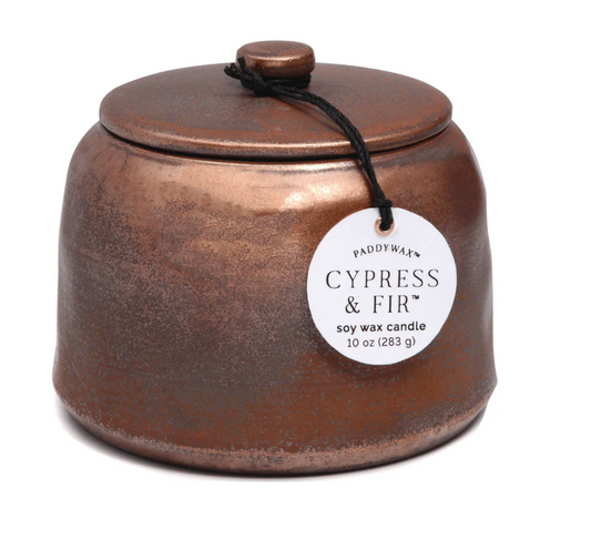 Paddywax Cypress & Fir - 11oz Bronzed Glazed Ceramic Jar