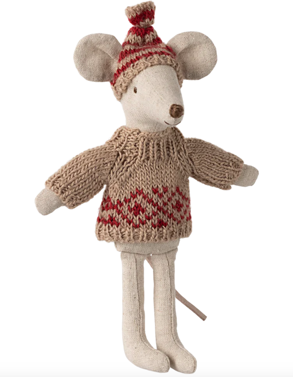 Maileg Knitted sweater and hat - Mum mouse