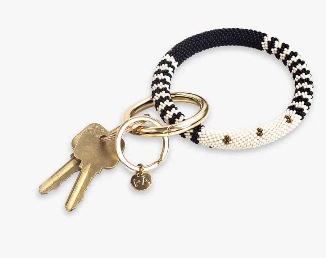 Ink & Alloy Chloe Key Ring - Ivory/Black