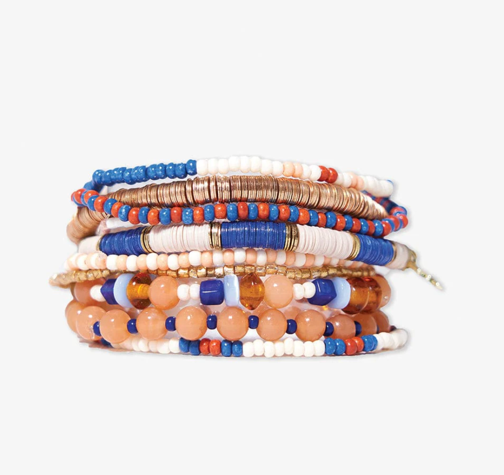 Ink & Alloy Mixed Bracelet Stack - Peach Sedona