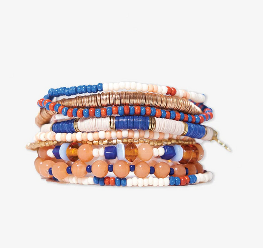 Ink & Alloy Mixed Bracelet Stack - Peach Sedona