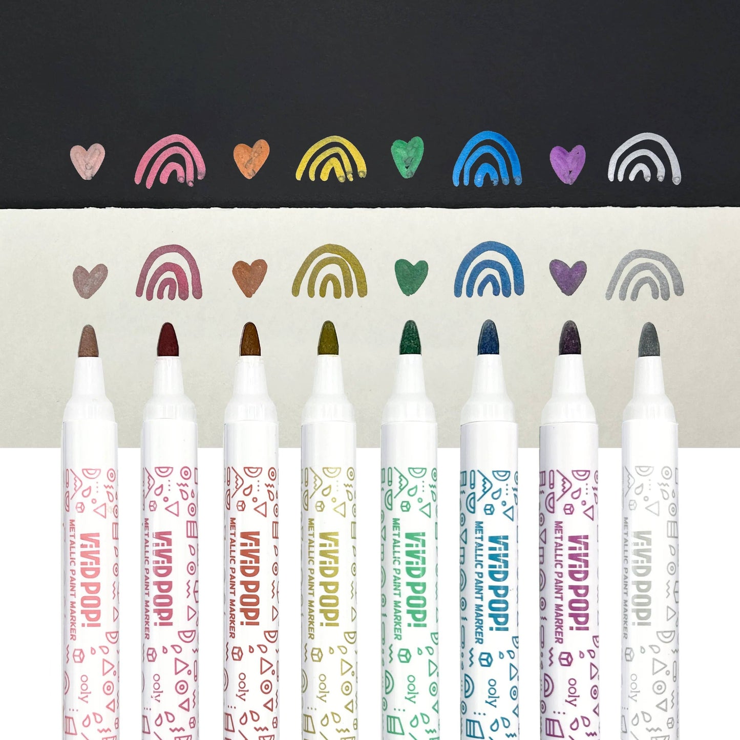 OOLY - Vivid Pop! Water-Based Paint Markers: Metallic (Set of 8)