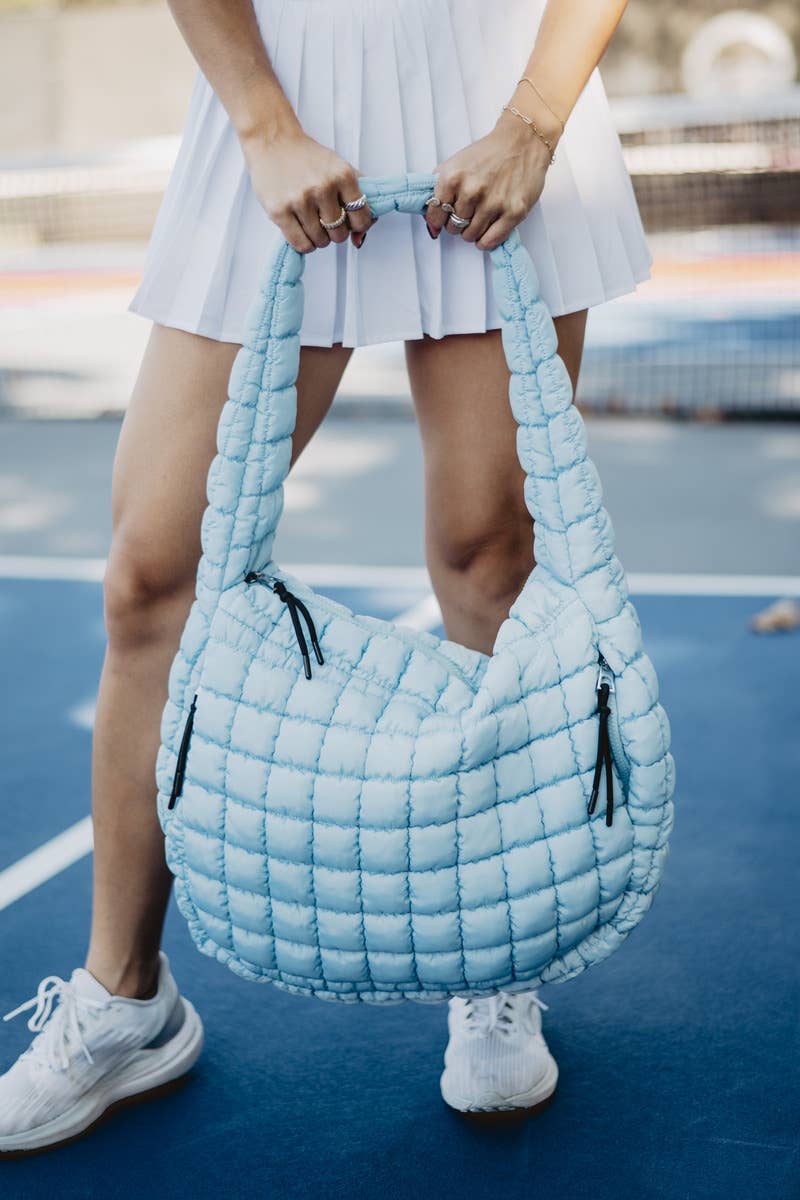 Katydid - Light Blue Oversized Quilted Puffer Tote Bag