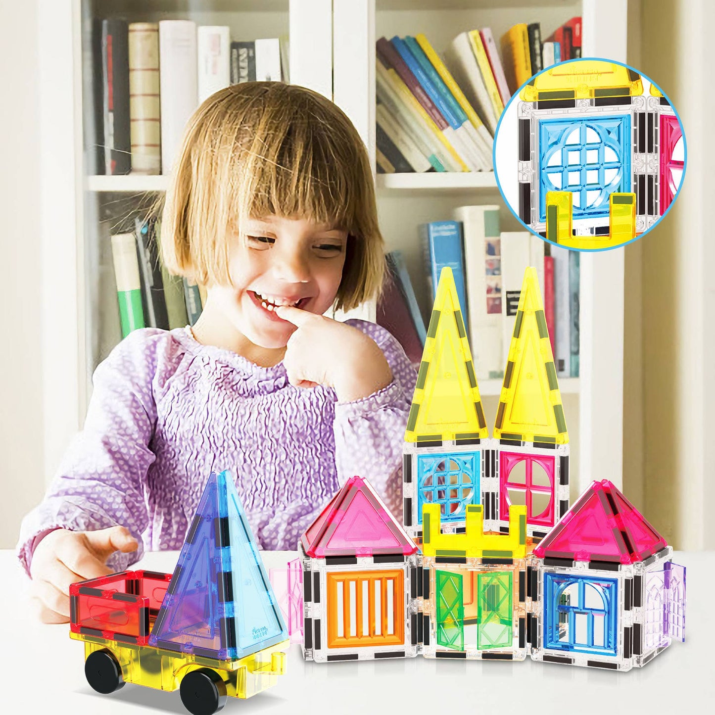 PicassoTiles - 101 Piece Magnet Tile Building Blocks Construction Toys Set