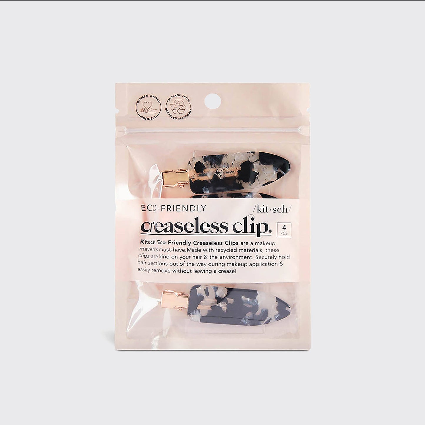 KITSCH - Eco-Friendly Creaseless Clips 4pc Set - Black Terrazzo