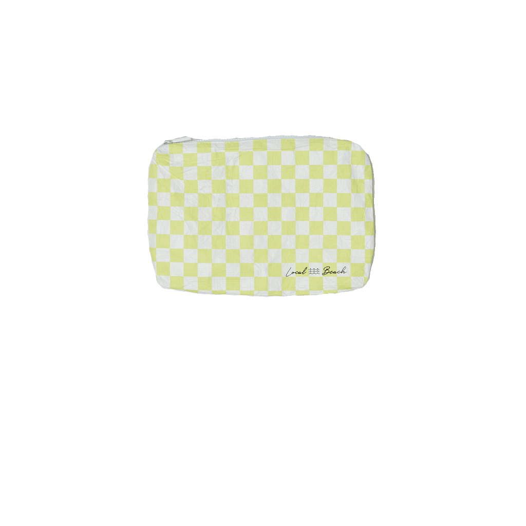 Local Beach - Yellow Checker Water Resistant Pouch