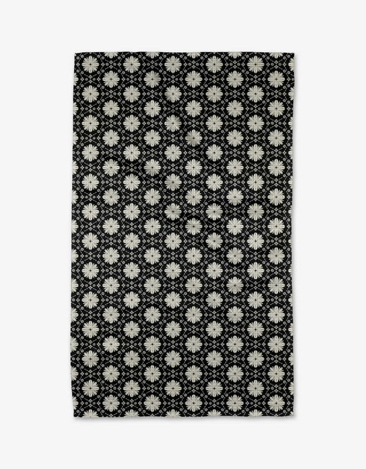 Geometry - Monochrome Floral Tea Towel