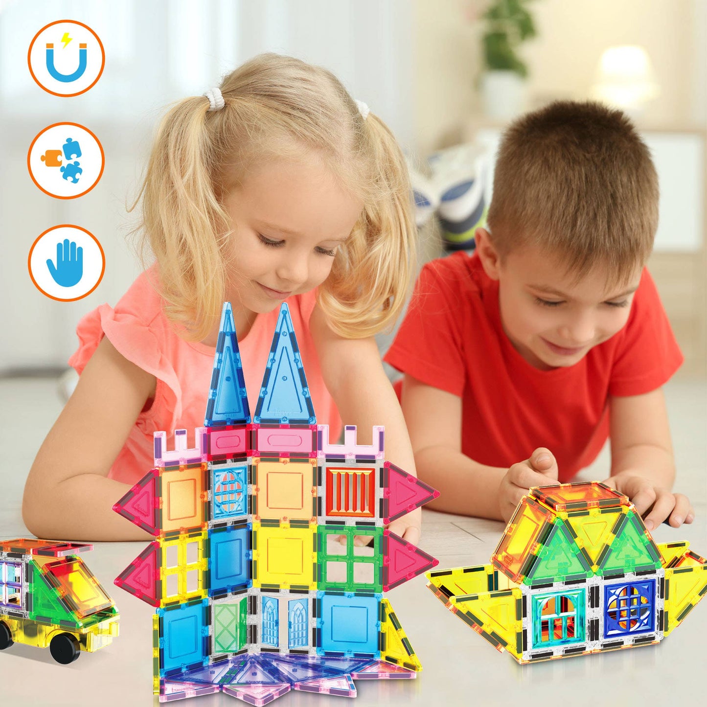 PicassoTiles - 101 Piece Magnet Tile Building Blocks Construction Toys Set