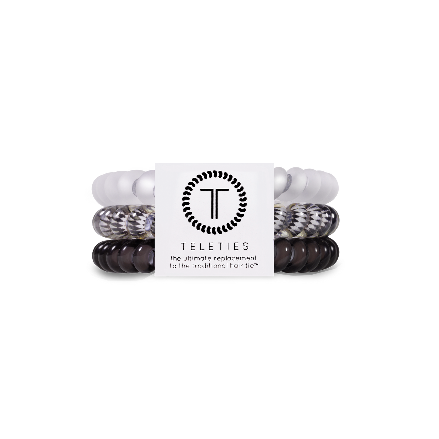 TELETIES - Spiral Hair Coils | Small | Silver Flames Hair Ties