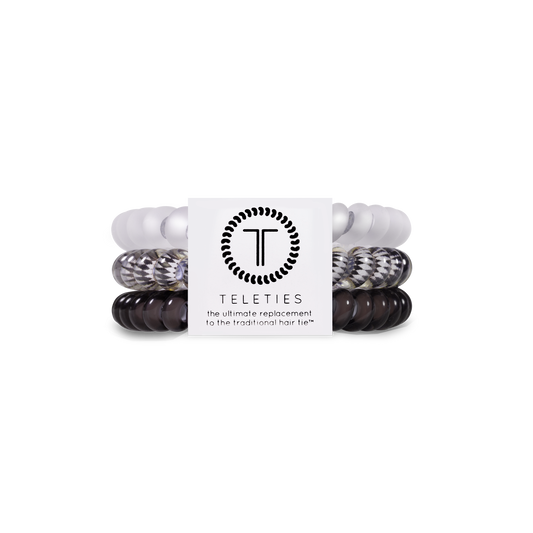 TELETIES - Spiral Hair Coils | Small | Silver Flames Hair Ties