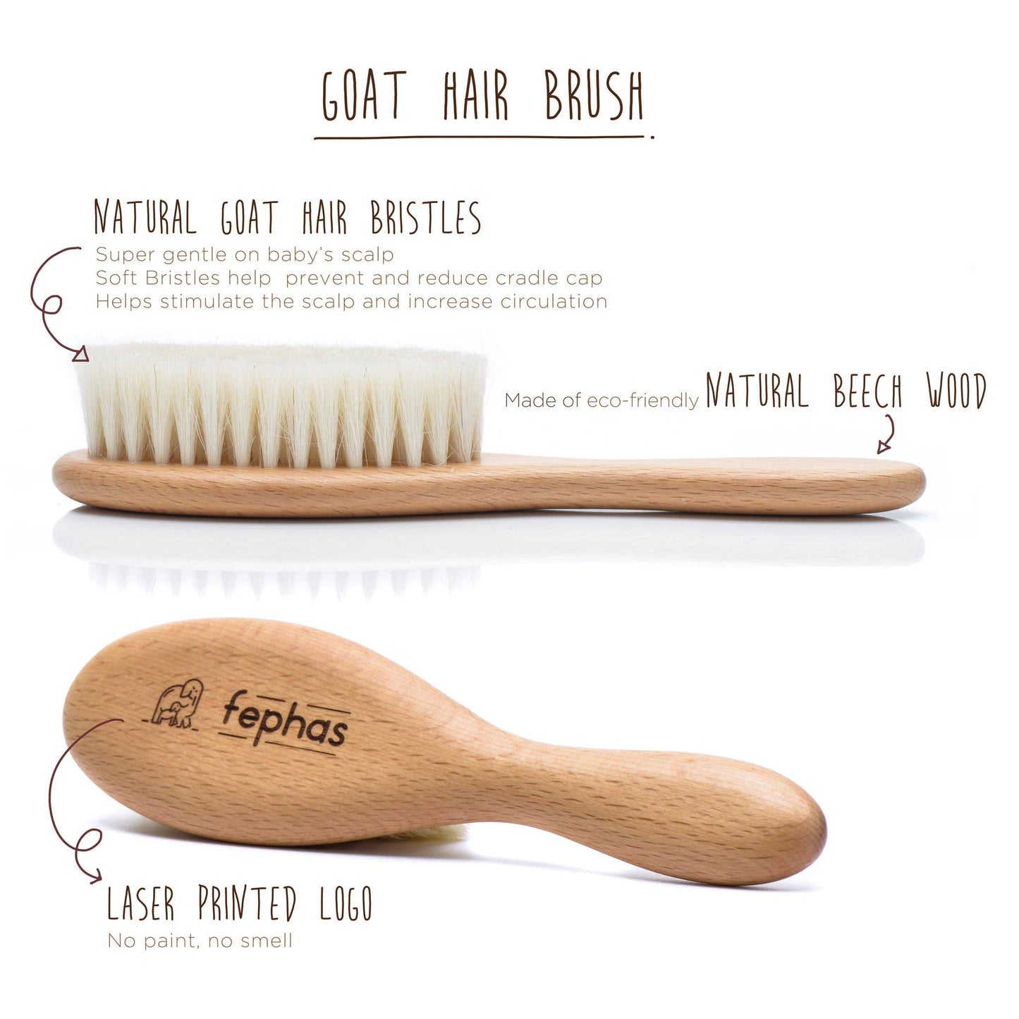 Fephas - Wooden Baby Hair Brush Set