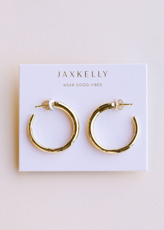 JaxKelly - Everyday Gold Hoop Earrings - Medium