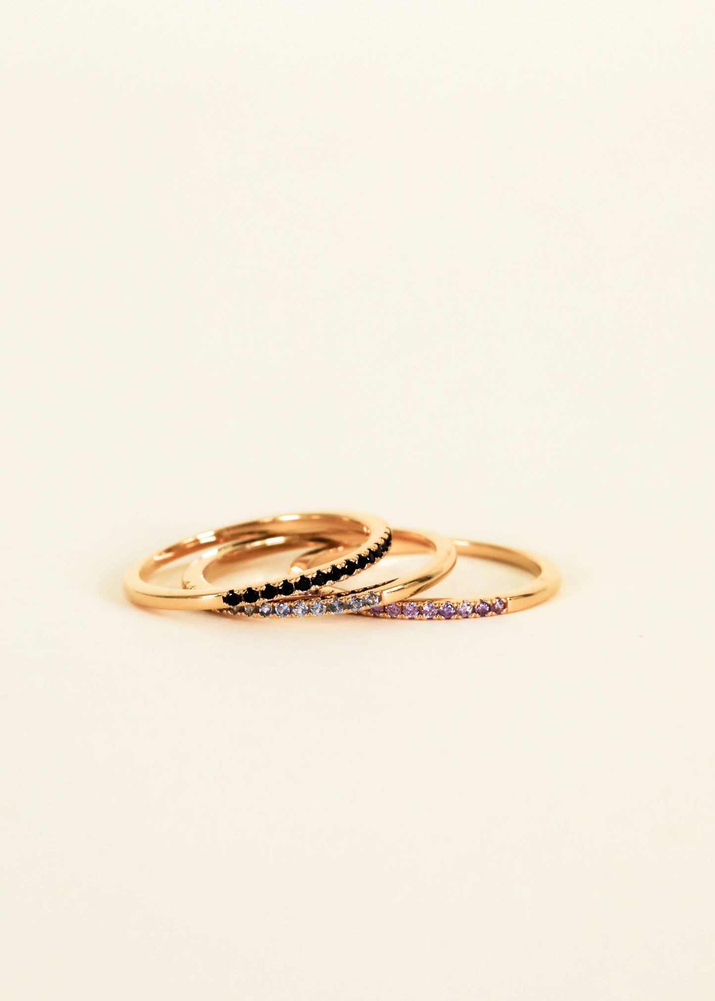 JaxKelly - Gold Rings - Half Pave - Black CZ