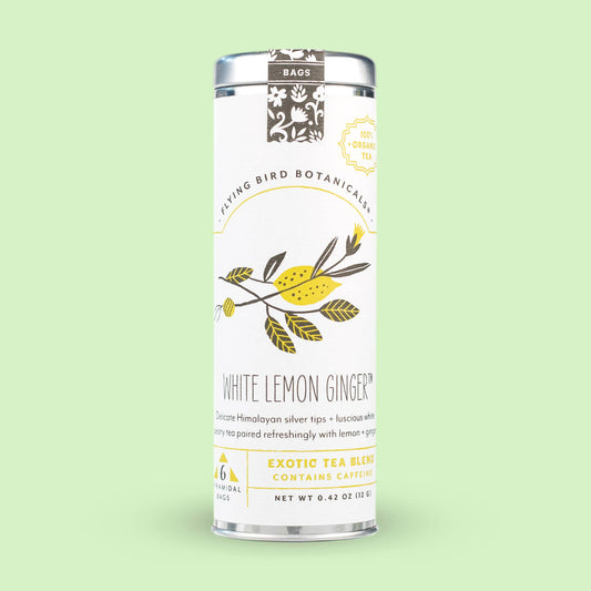 Flying Bird Botanicals - White Lemon Ginger – 6 Tea Bag Tin