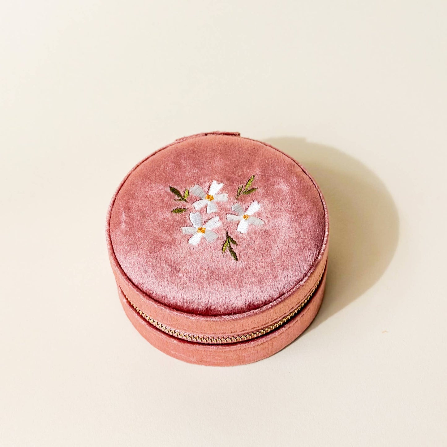 The Darling Effect - Round Velvet Jewelry Case-Floral Rose