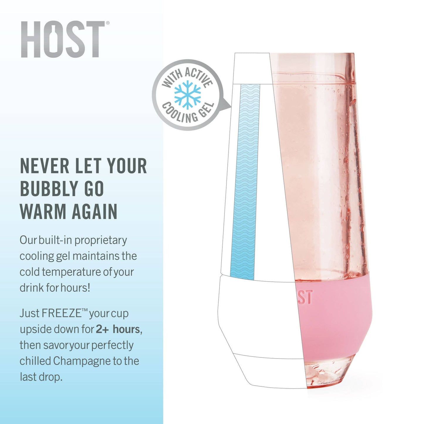 HOST - Champagne FREEZE™ Cooling Cups - Blush Tint - Set of 2