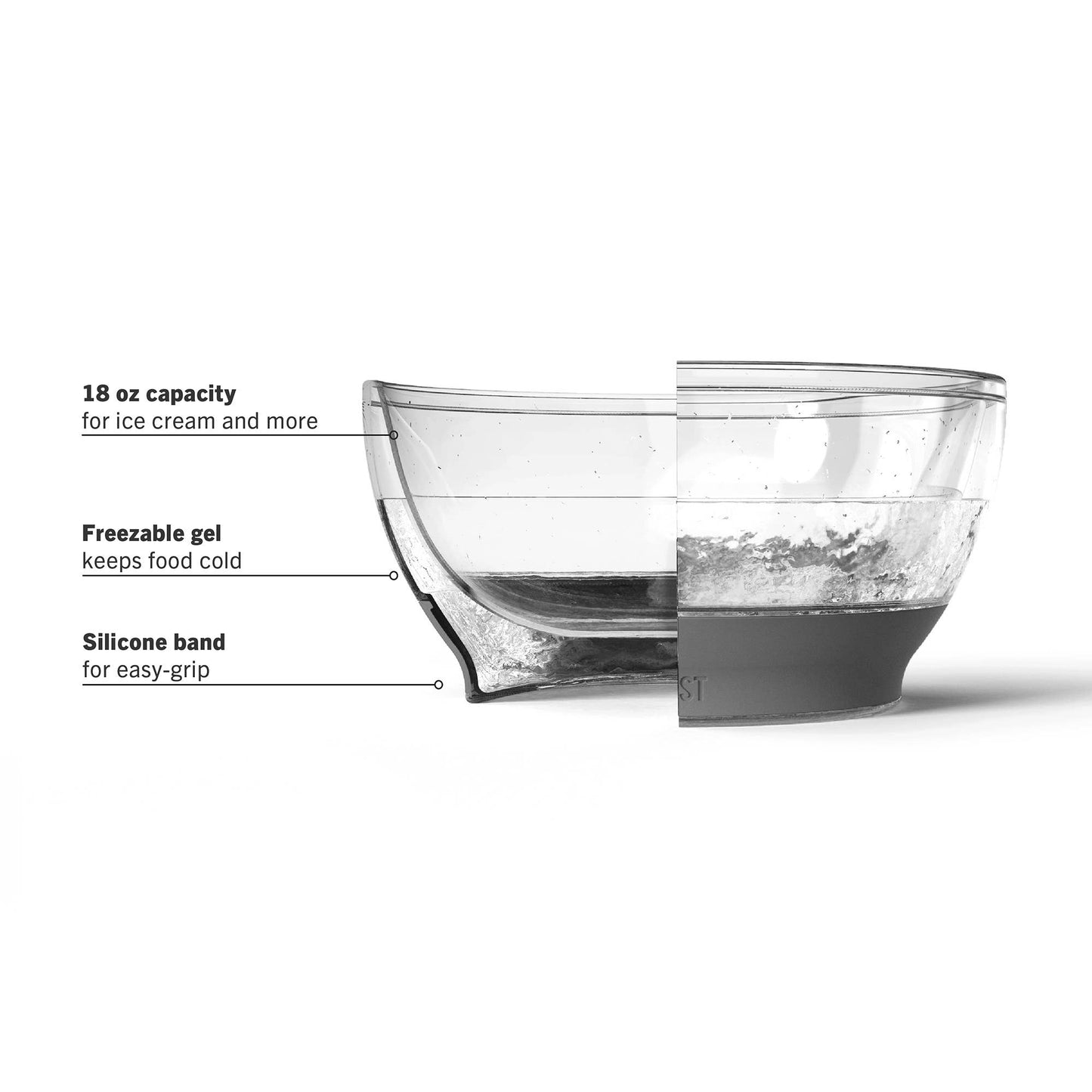 HOST - Ice Cream FREEZE™ Cooling Bowl Set of 2 (Gray)