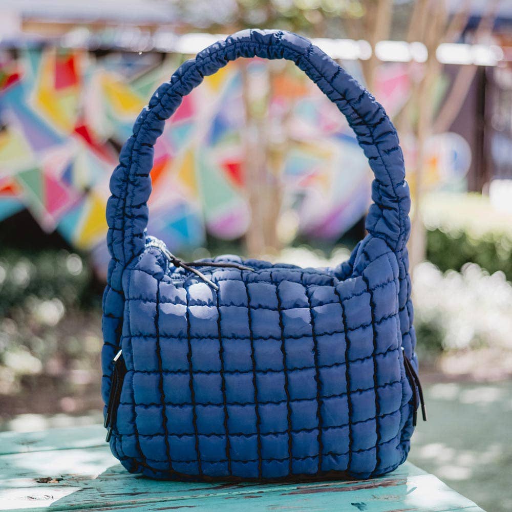 Katydid - Navy Oversized Quilted Hobo Tote Bag for Women