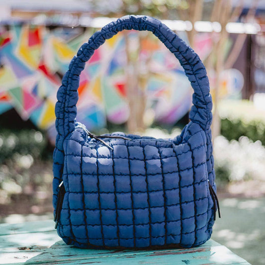 Katydid - Navy Oversized Quilted Hobo Tote Bag for Women