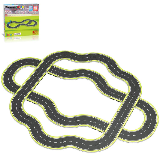 PicassoTiles - PicassoTiles Magnetic Car Track Set - Speedway Themed Set