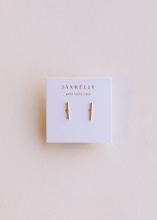 JaxKelly - Minimalist - Bar - Gold Earrings