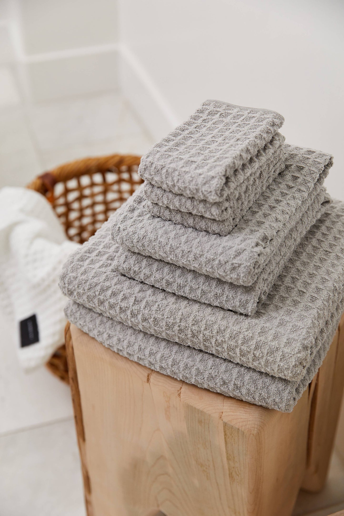 Geometry - Stone Waffle Hand Towel