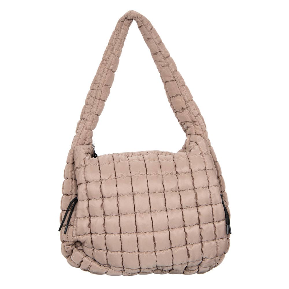 Katydid - Tan Oversized Quilted Hobo Tote Bag