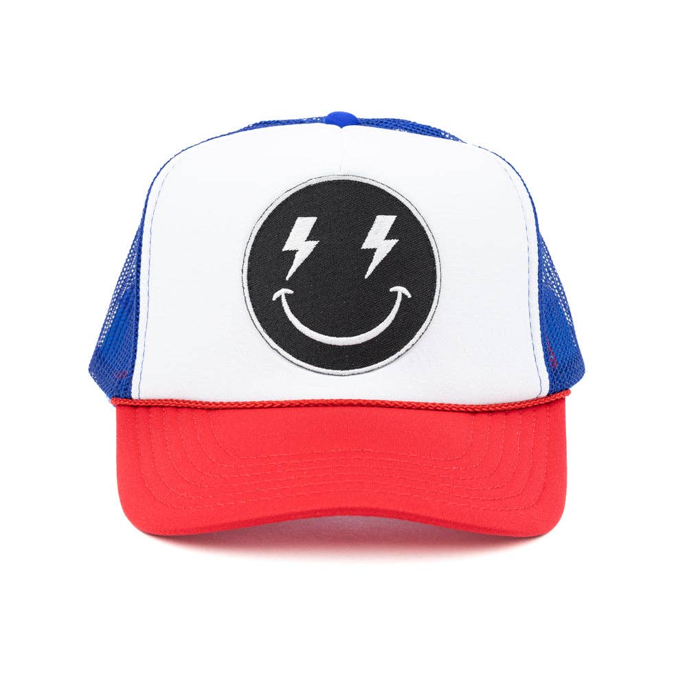 Local Beach - America Bolt Smiley Patch Trucker Hat