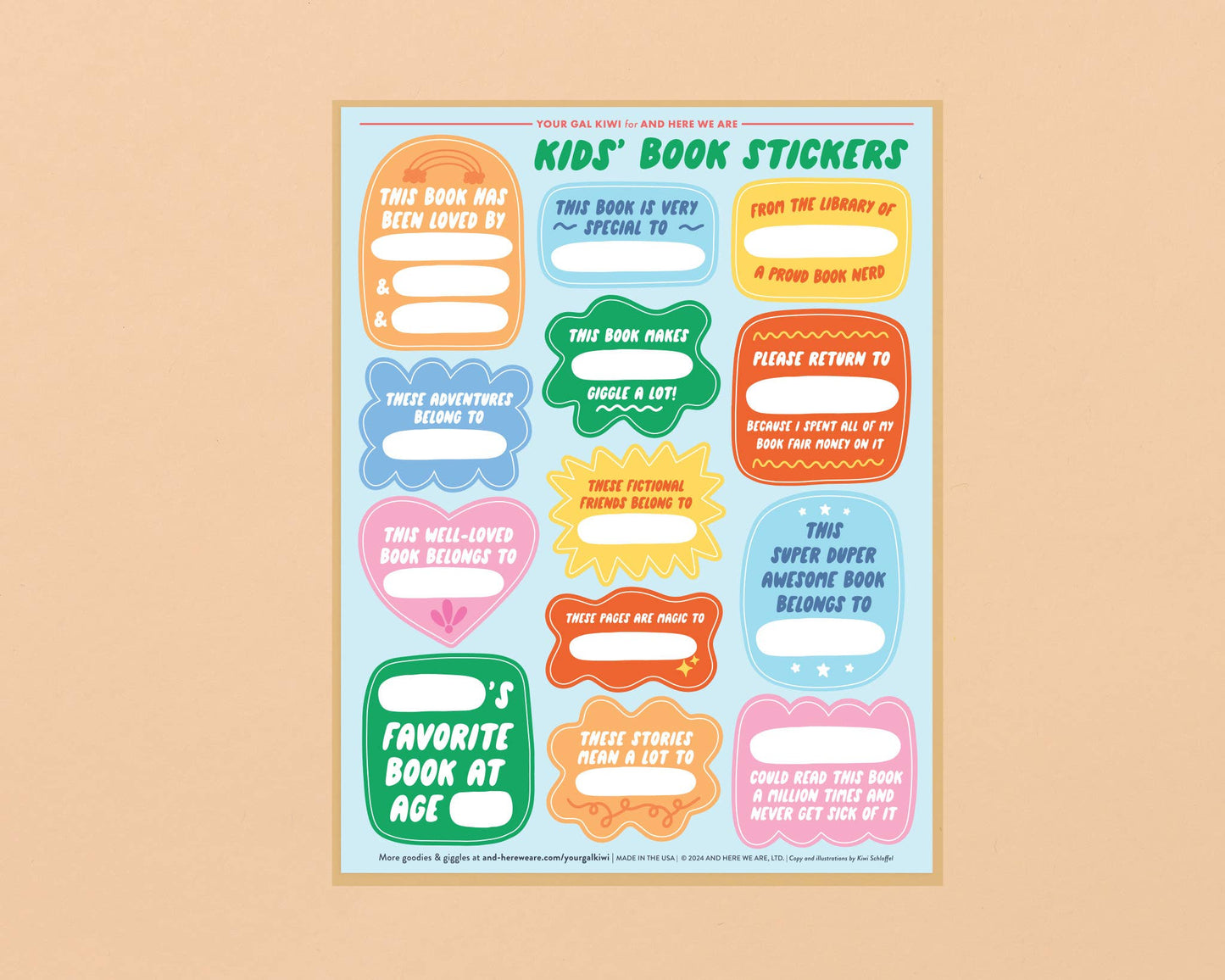 And Here We Are - Kids' Book Plate Sticker Sheets (2) - Child reader, stocking