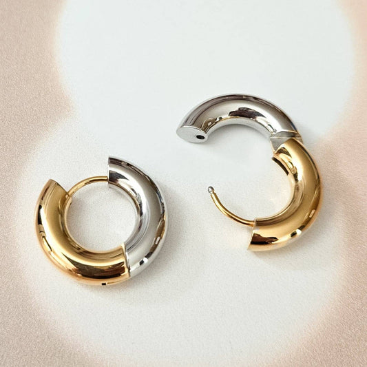 Salt and Sparkle - Two Tone Chunky Hoop Earrings