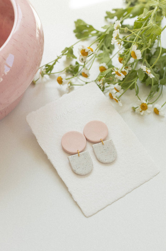 Audrey Harper Co - Light pink circle clay earrings