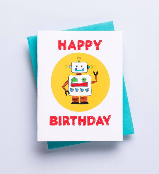 Robot Birthday Card - kids Birthday greeting card