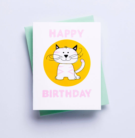 Kitty Birthday Card - child birthday card, greeting card