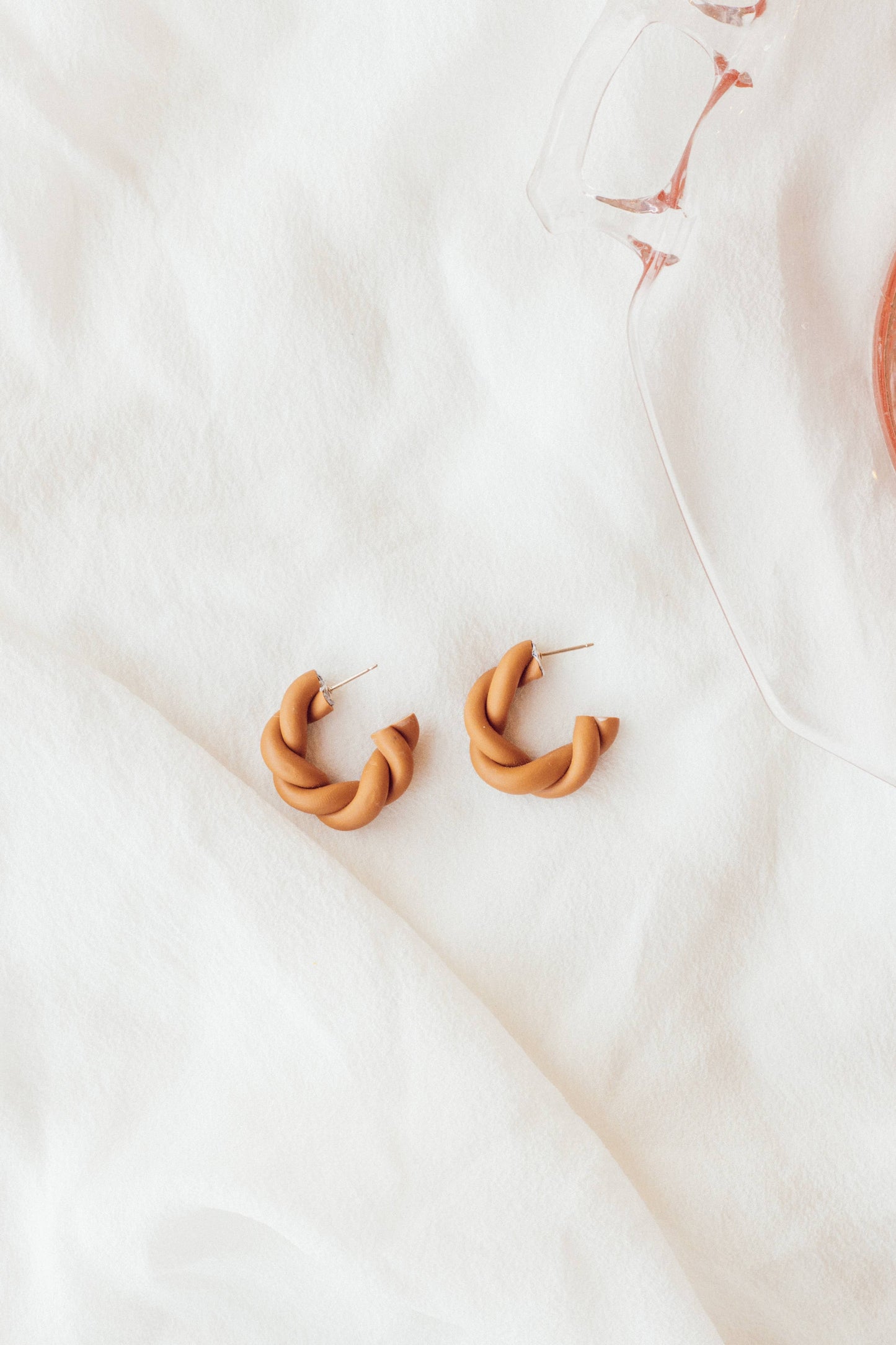 Audrey Harper Co - Twisted Burnt Orange Clay Hoop Earrings