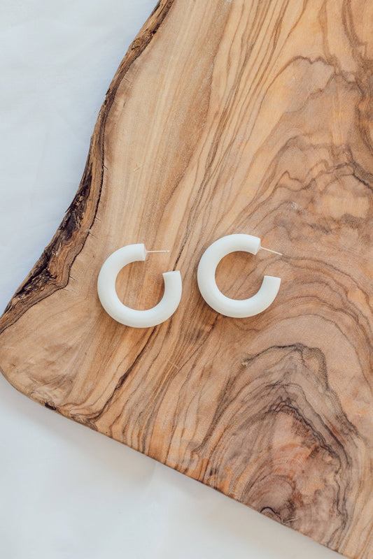 Audrey Harper Co - White hoop clay earrings