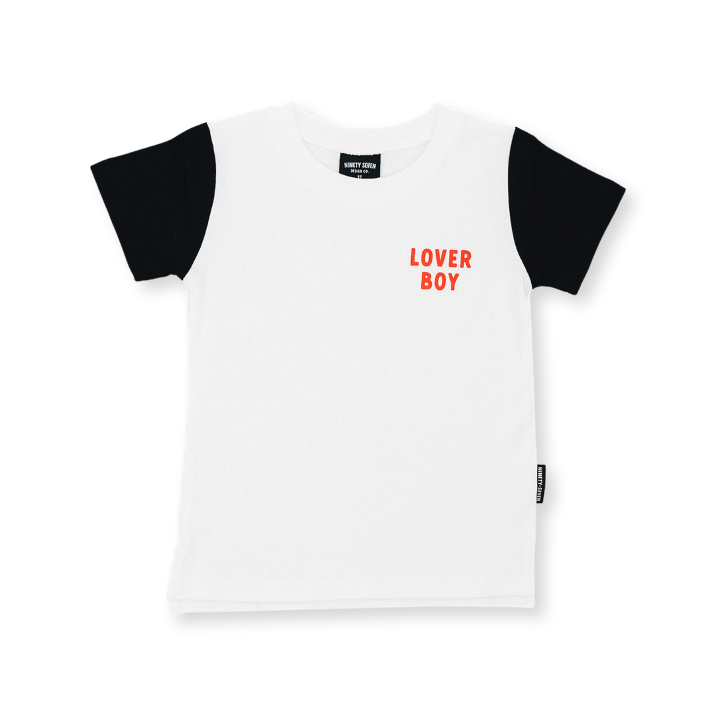 97 Design Co. - Lover Boy - Kids Valentines Top, Toddler Color Block Shirt