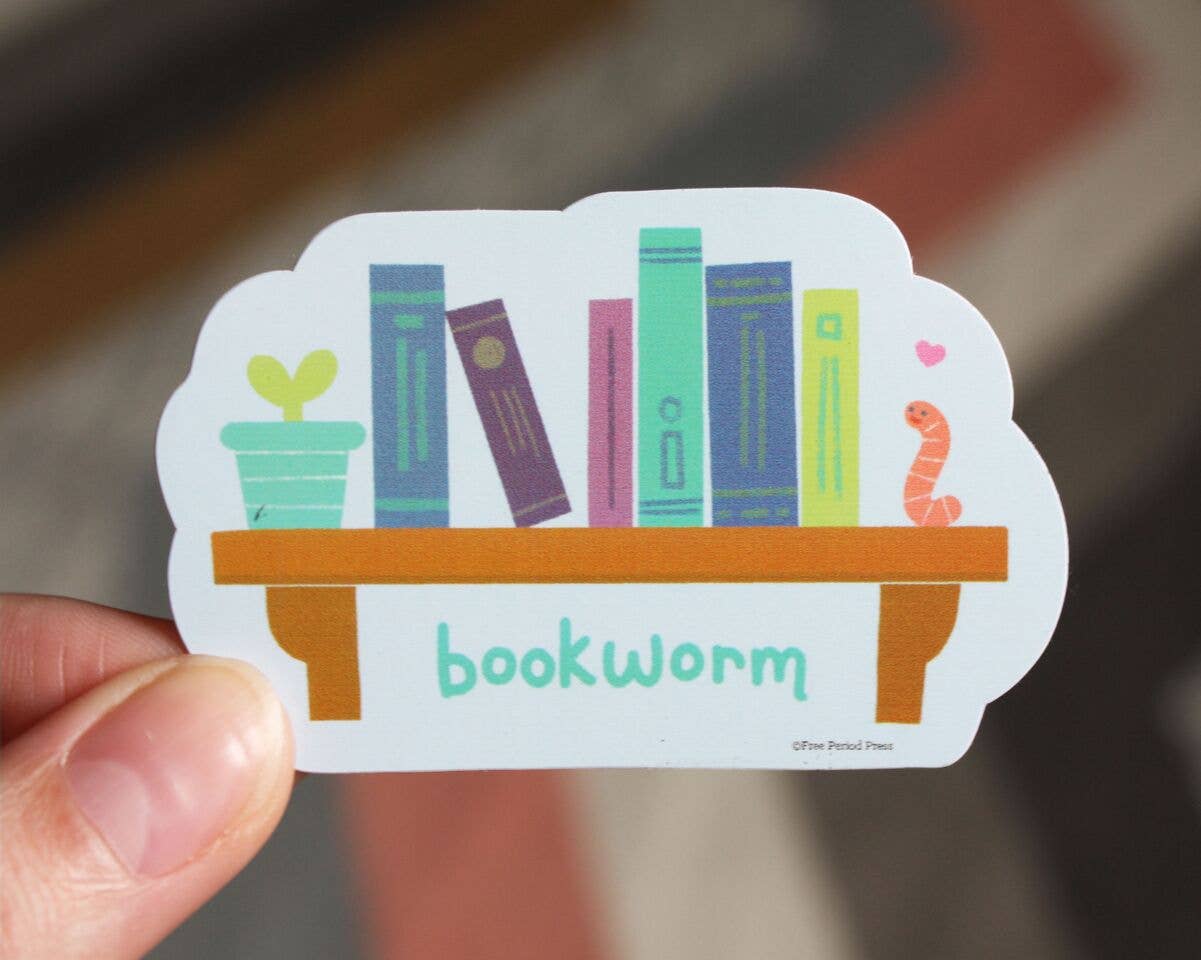 Free Period Press - Bookworm Vinyl Decal Sticker