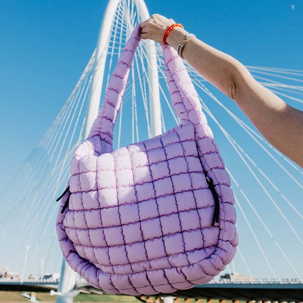 Katydid - Light Purple Oversized Quilted Hobo Tote Bag