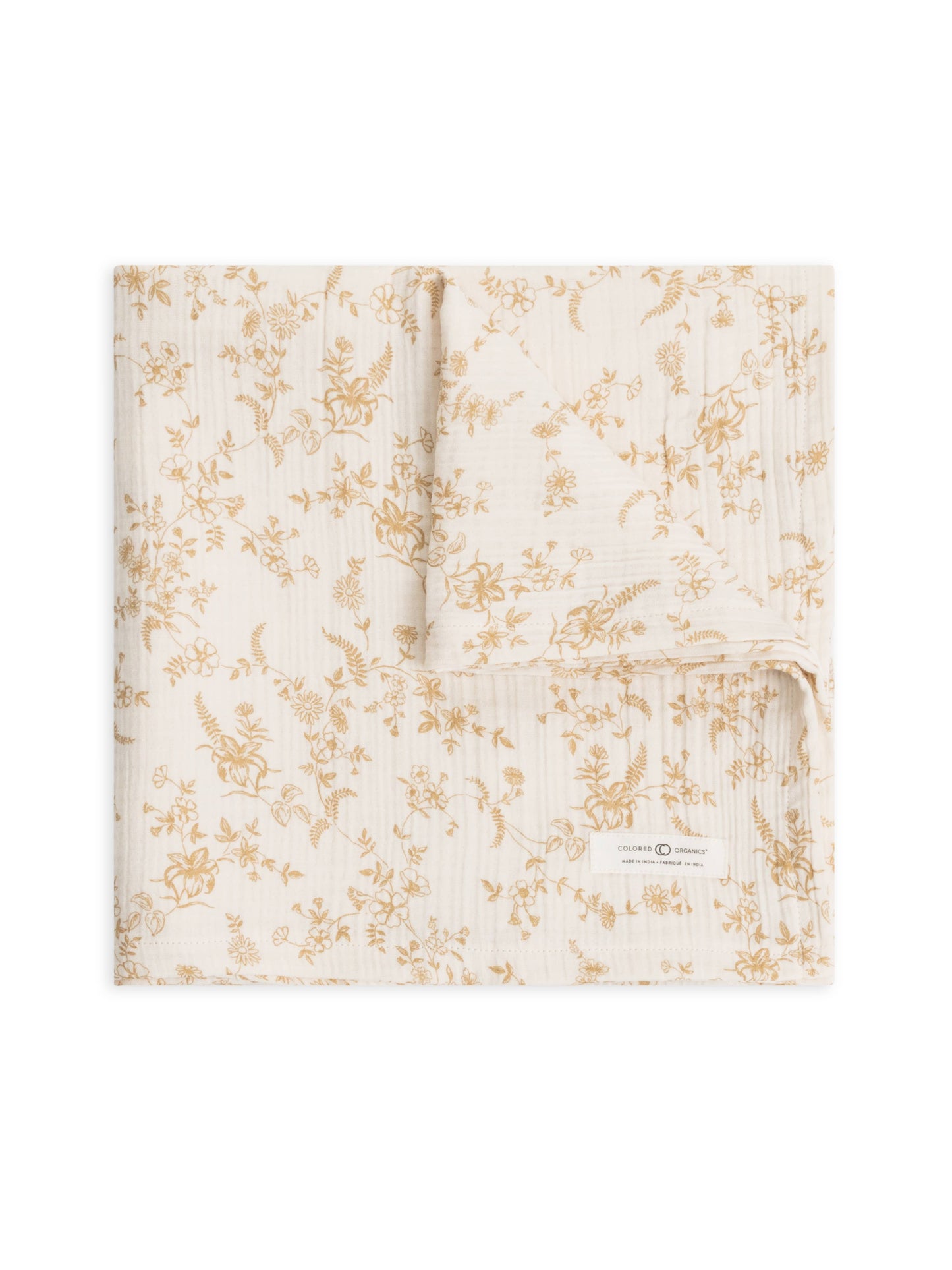 Colored Organics - Organic Baby Muslin Swaddle Blanket - Julia Floral / Latte