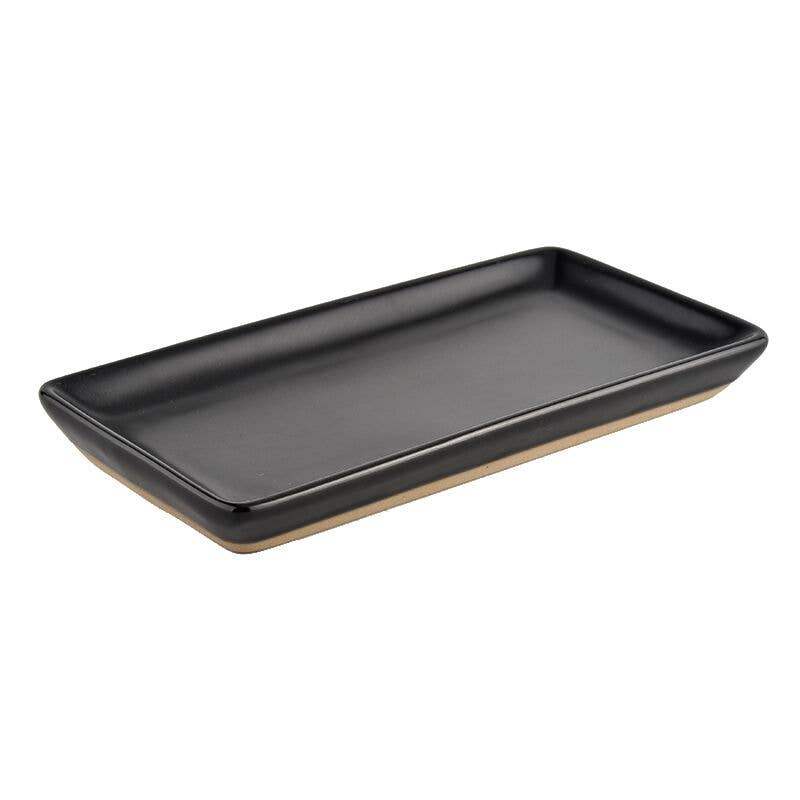 Sweet Water Decor - Stoneware Tray - Matte Black - 8x4"