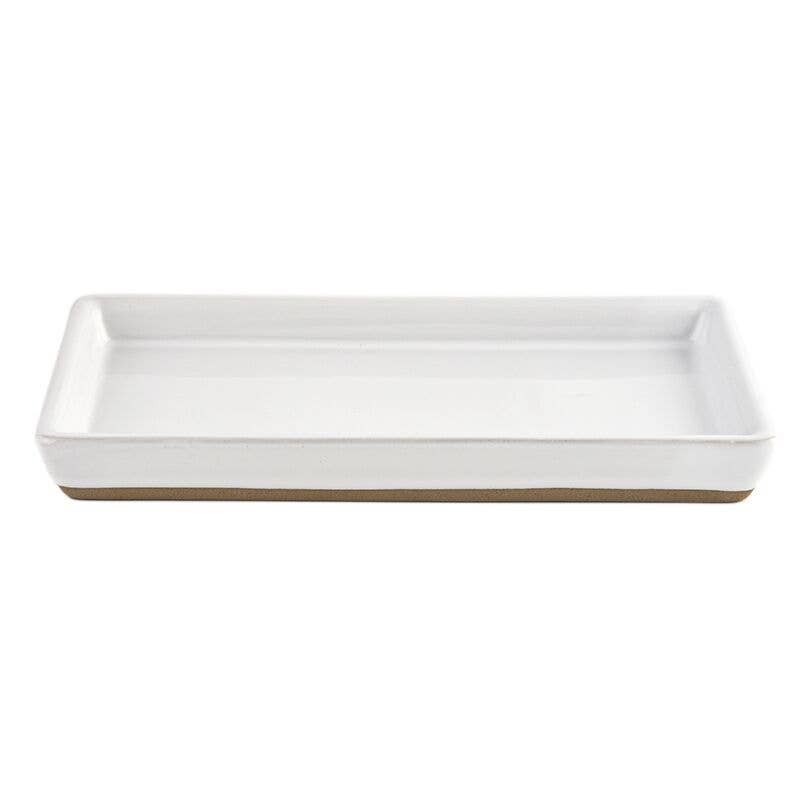 Sweet Water Decor - Stoneware Tray - Glossy White - 8x4"